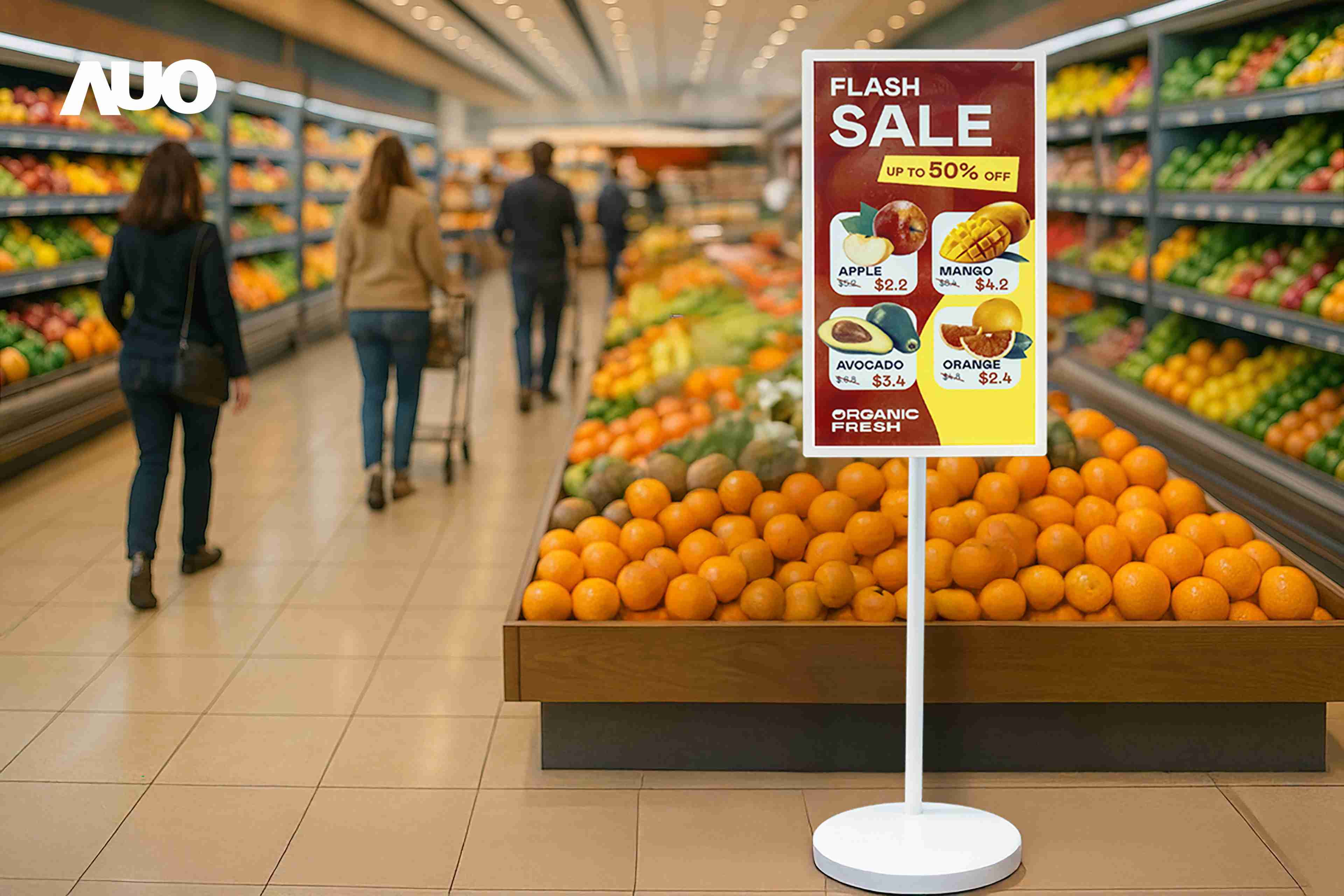 达擎首亮相低功耗、、、、全彩的〝aecoPost电子纸解决方案〞，，，仅在更新画面时需要微量的电力驱动，，无需布建电线的便捷设计，，，，使其可灵活应用、、、随意置放，，，，并可透过云端或行动装置app，，，轻松管理及排程广告内容，，晋升店头营销利器。。。。